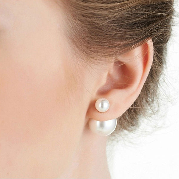 Double Stud - Pearl Earrings